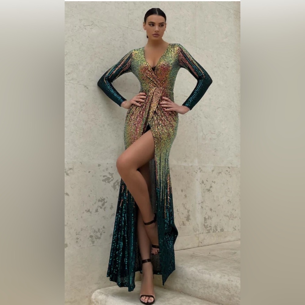 Emerald & Gold Evening Gown